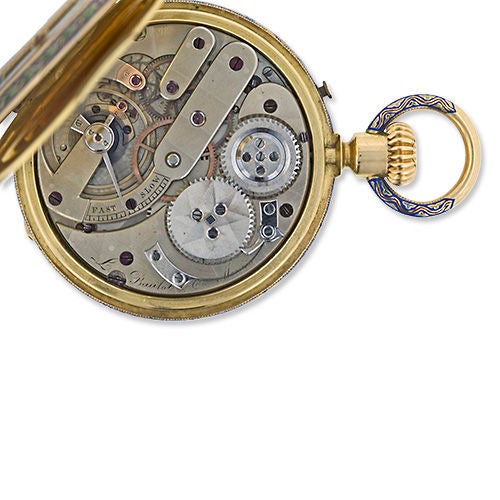 Antique Victorian Enameled Pocket Watch For Sale 3
