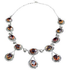 Continental Silver Madeira Citrine Necklace