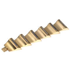 Vintage Sapphire Diamond Rose Gold 
Wave
 Bracelet