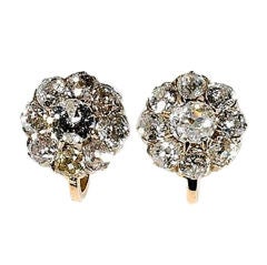 Antique Pair of Diamond Cluster Earrings