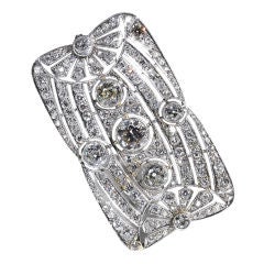 Platinum and Diamond Rectangular  Brooch