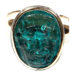 A 19th Century Emerald Neptune Cameo Ring