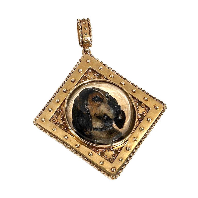 Antique Jewelry 19th Century Essex Crystal Dog Pendant