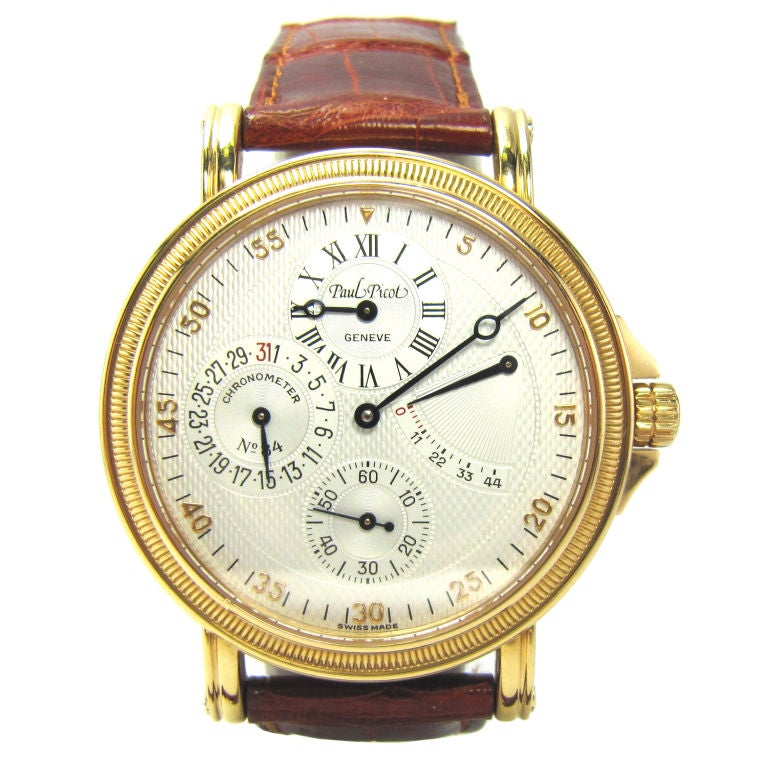 PAUL PICOT Lim. Ed. 18K Gold Power Reserve Uhr mit Skelettboden