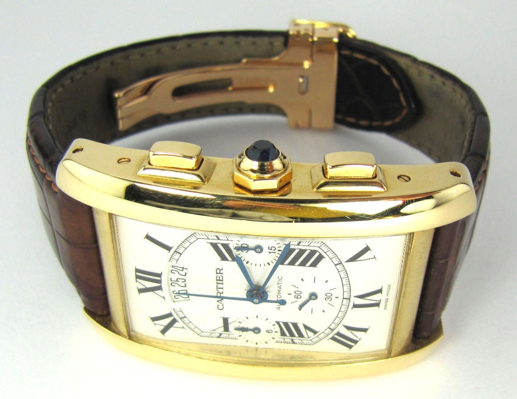 Handsome and impressive 18k yellow gold automatic chronograph wristwatch, by Cartier from the new 