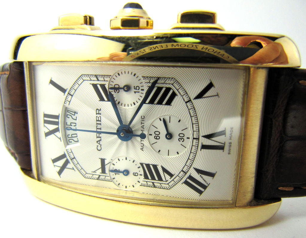 CARTIER Tank Americaine 18k Gold Automatic Chronograph 1