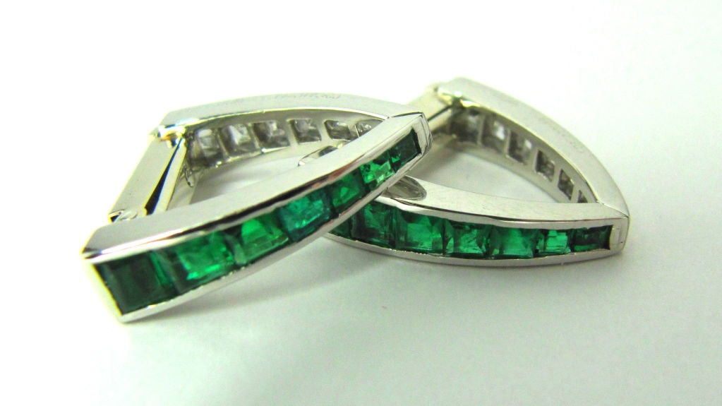 Tiffany Art Deco Platinum & Emerald Diamond Cufflinks 1