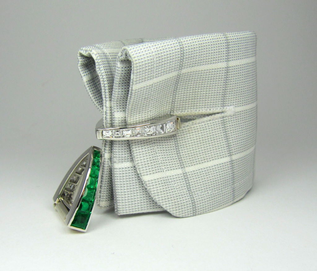 Tiffany Art Deco Platinum & Emerald Diamond Cufflinks 3
