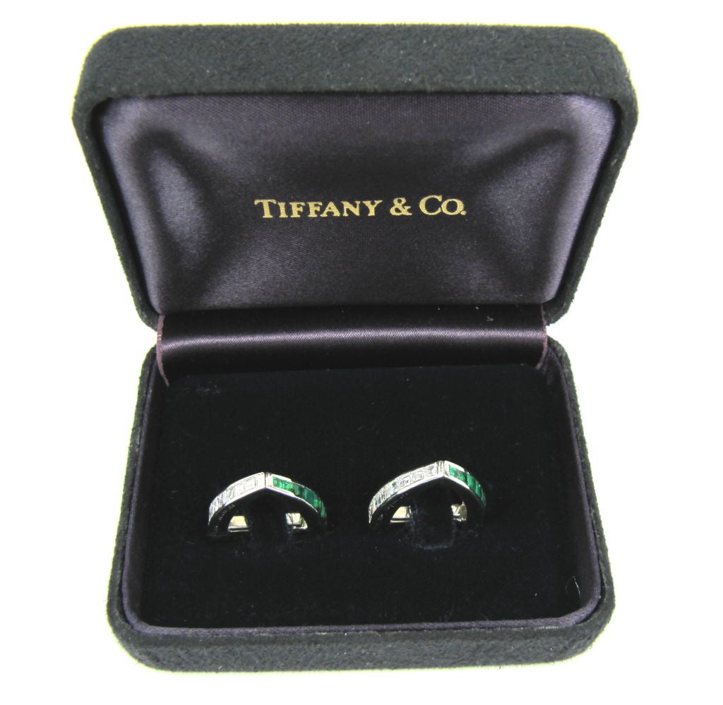 Tiffany Art Deco Platinum & Emerald Diamond Cufflinks 5