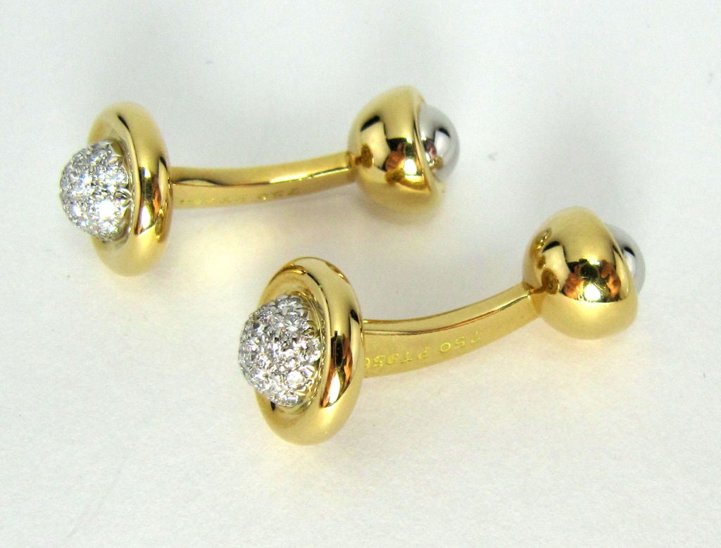 TIFFANY & CO. Etoile Platinum 18K Gold & Diamond Cufflinks