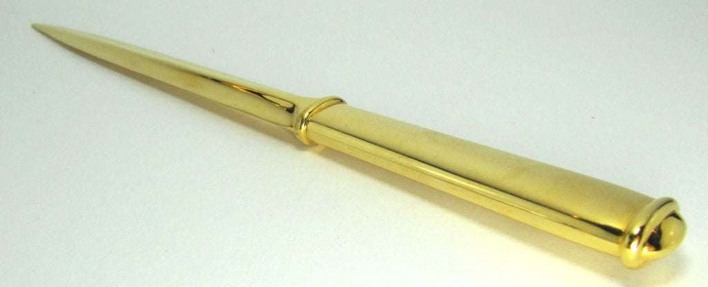 Very fine and rare solid 18K Gold letter opener by Tiffany & Co. circa 1930s-40s. It features JHM initials on handle.