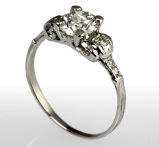 Vintage 1930's Platinum Diamond Ring - 1.01 E.G.L. H/VS1