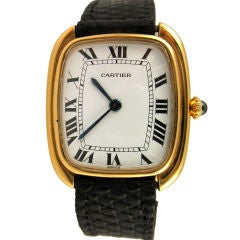 Cartier Cushion Shaped Stepped Case in 18 Karat Gold