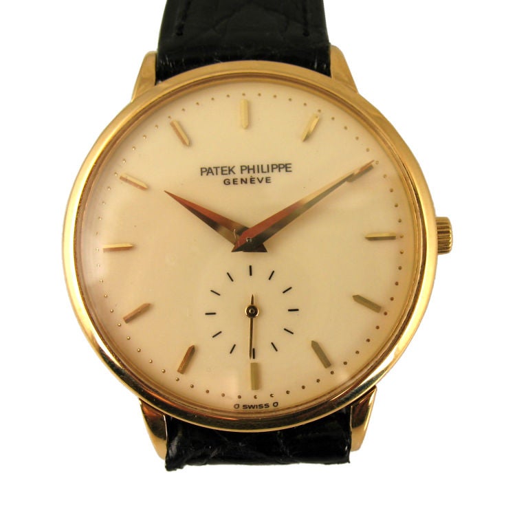 Patek Philippe Ref. 3893 in 18 Karat & Enamel Dial For Sale