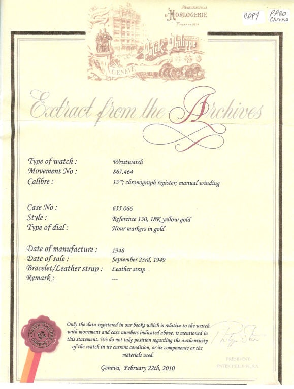 Women's or Men's Patek Philippe ref. 130 in 18k c.1949