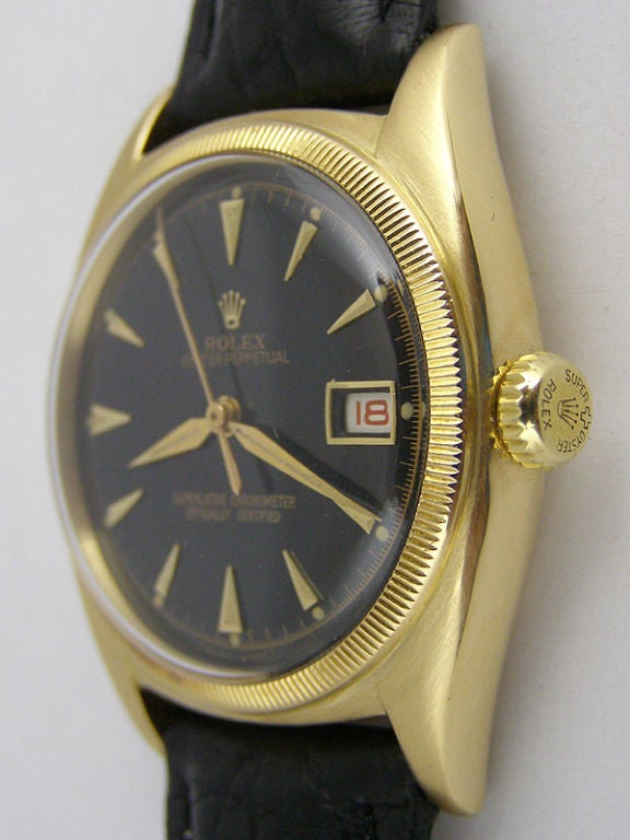 Rolex 18K YG Ovetone so called big bubbleback ref 6105 c 1950s