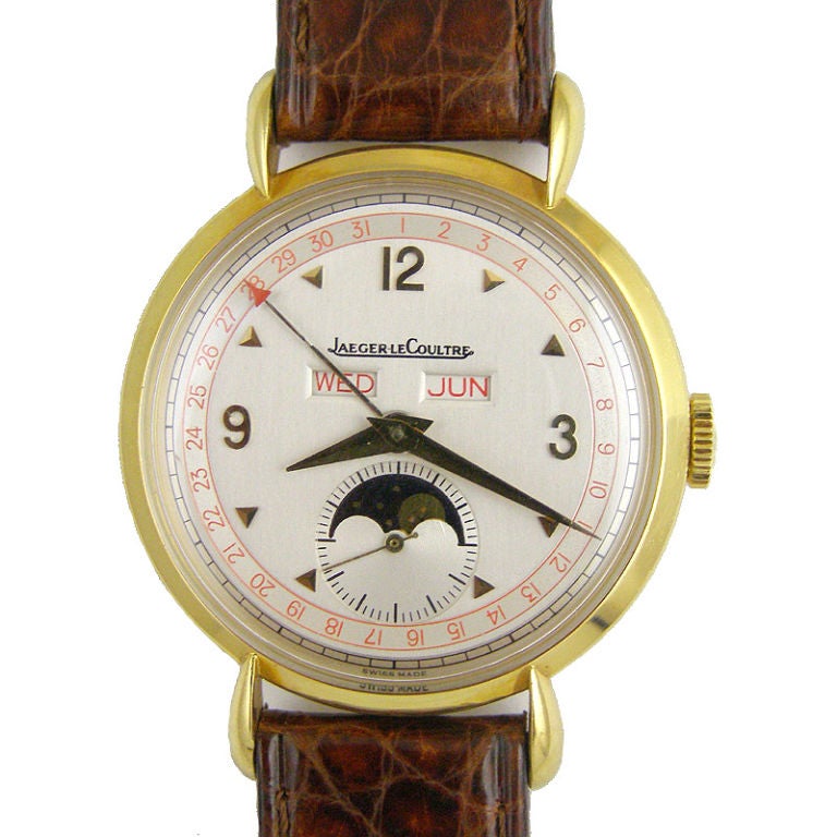 Triple Calendar Moonphase Jaeger Lecoultre 18K YG c. 1950's