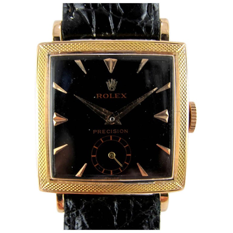 Rolex 18K PG Square Dress Model c. 1950