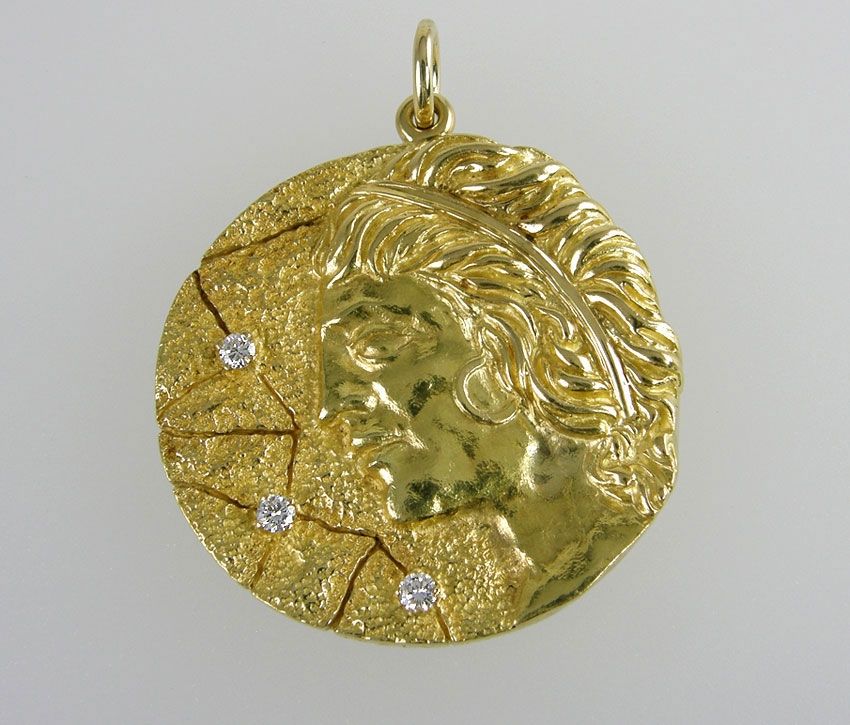 Tiffany & Co. large Scorpio Medallion in 18 karat yellow gold with diamonds.