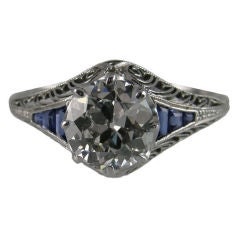Platinum Art Deco Engagement ring 1.38 carat