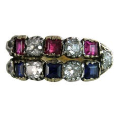 Victorian Ruby Sapphire and Diamond Ring
