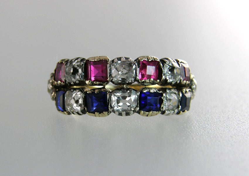 Women's Victorian Ruby Sapphire and Diamond Ring