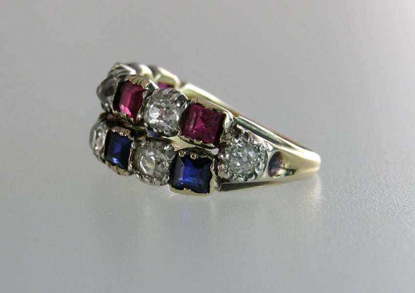Victorian Ruby Sapphire and Diamond Ring 1