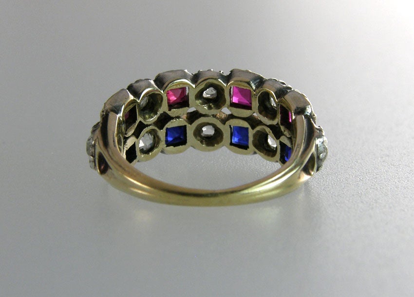 Victorian Ruby Sapphire and Diamond Ring 3