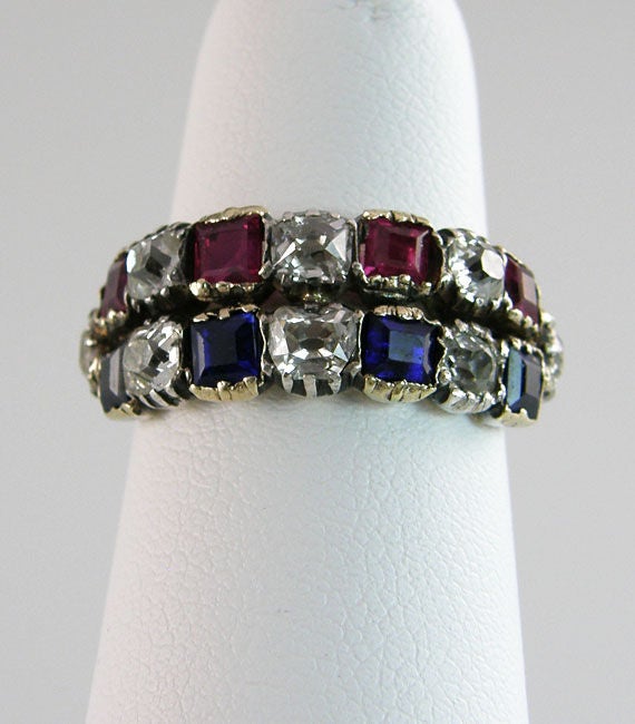 Victorian Ruby Sapphire and Diamond Ring 4