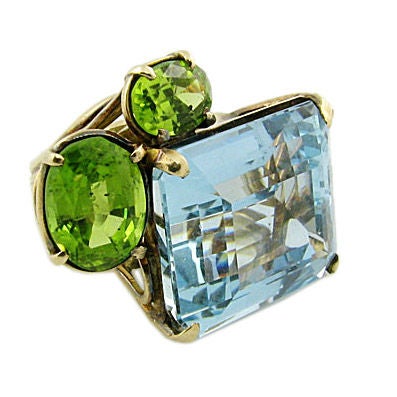 Aqua and Peridot Ring