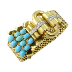 Retro Gold and Turquoise Bracelet