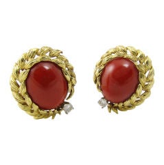 David Webb Gold and Coral Wreath Earrings