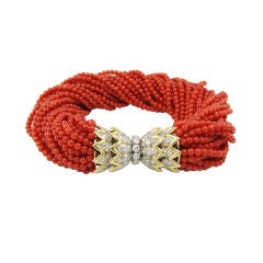 Schlumberger Coral Pearl Torsade Bracelet Necklace