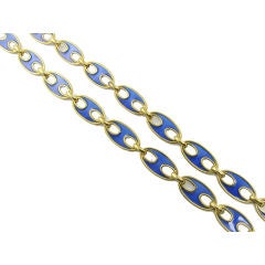 Long Blue Enamel Link Necklace