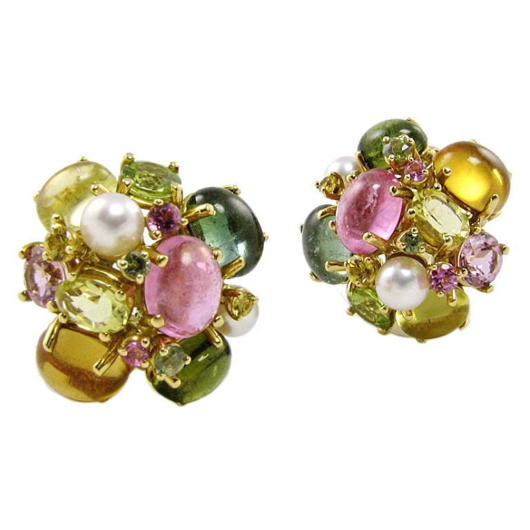 Seaman Schepps Multi Stone Bubble Earrings
