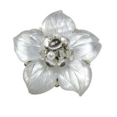 Seaman Schepps Crystal and Pearl Clematis Brooch