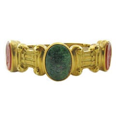 Hammered Gold and Venetian Glass Bracelet