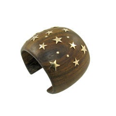 Wood and Gold Stars Cuff