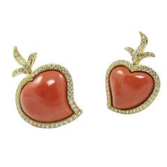 Tony Duquette Coral Heart Earrings
