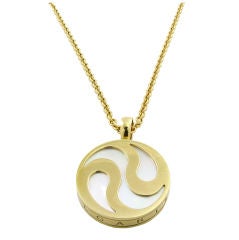 Bulgari Gold and Pearl Swirl Pendant