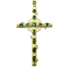 Gold Emerald Cross Pendant