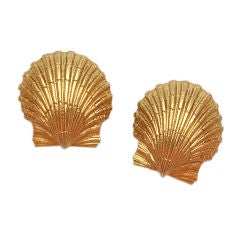 Tiffany & Co. Schlumberger 18kt Gold Shell Earclips