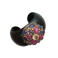 Vintage Colored Stone & Diamond Cuff Bracelet