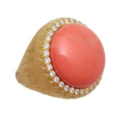 Henry Dunay Coral & Diamond Cocktail Ring
