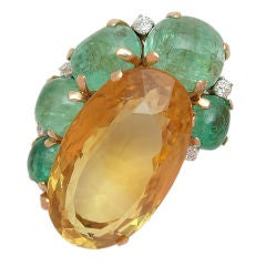 Colorful Citrine, Emerald 
Diamond Clip