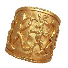 Massive Jean Mahie 22kt Gold Cuff Bracelet