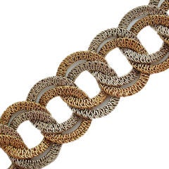Vintage Italian 2-Color 18kt Gold Link Bracelet