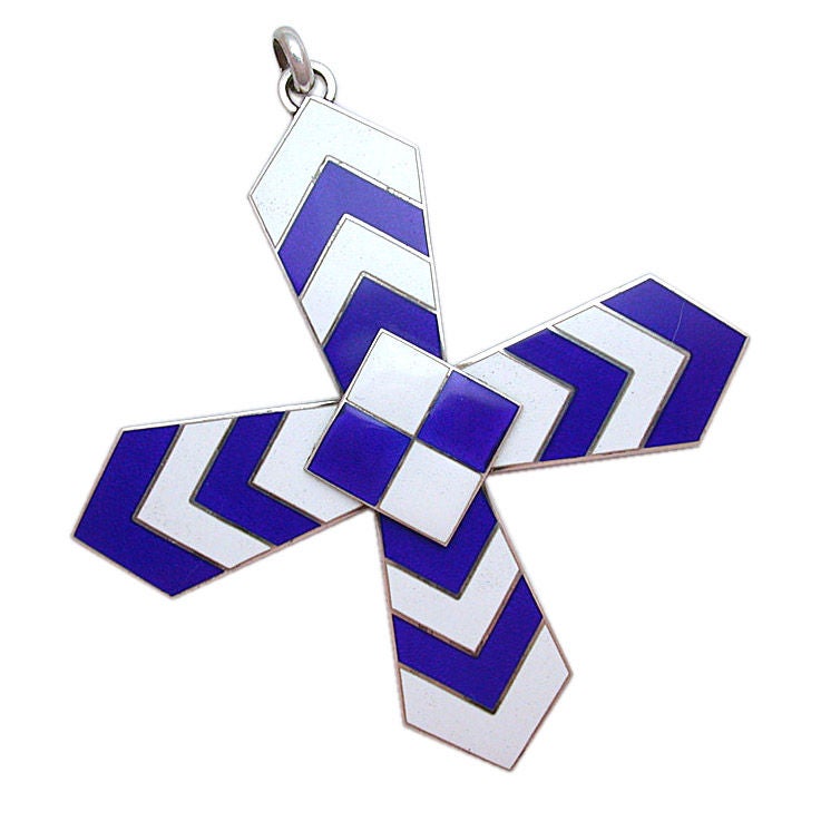 Gucci Sterling Silver and Enamel Cross Pendant