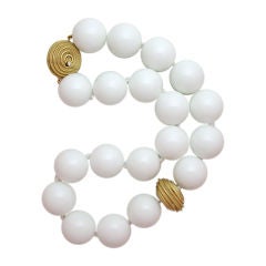 Christopher Walling Gold and White Agate Necklace