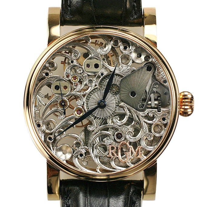 RGM Watch Company, Hamilton USA "Skeleton" 18k RG